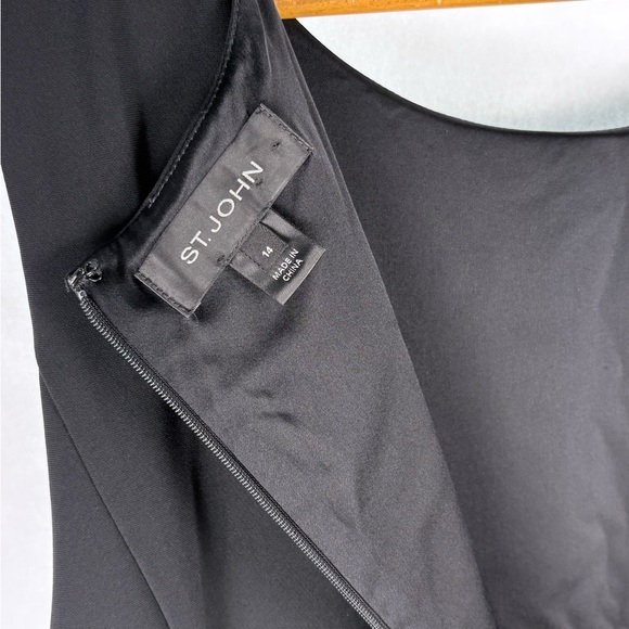 St. John Black Knit Dress with Silk Lining Size 14 Spring 2013 - Picture 7 of 9